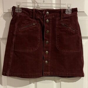 American Eagle Outfitters Women's Burgundy Corduroy Skirt size 0